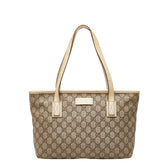 グッチ GGスプリーム ハンドバッグ トートバッグ 211138 ベージュ アイボリー PVC レザー レディース GUCCI 【中古】